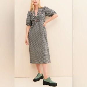 TACH Gingham Wool Midi Dress